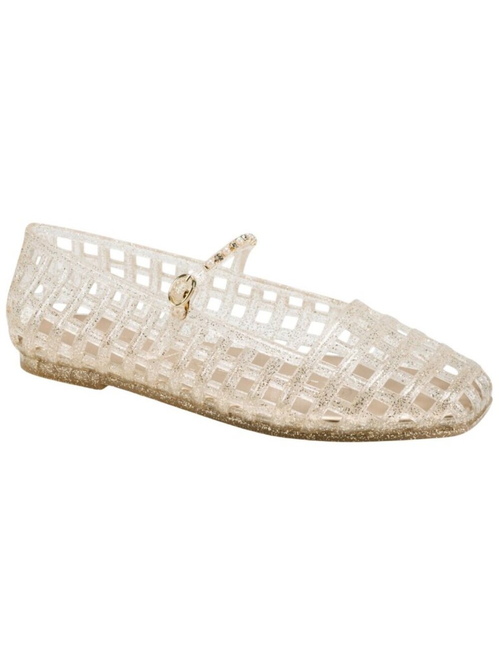 NWT Karl Lagerfeld Paris Juliska Mary Jane Jelly Flats KL265546 White Gold 8M